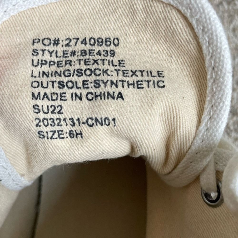 J.Crew -‎ Classic High-Top Sneakers Upper Cloth & Rubber Sole - Cream - Size 6.5 - Picture 9 of 11